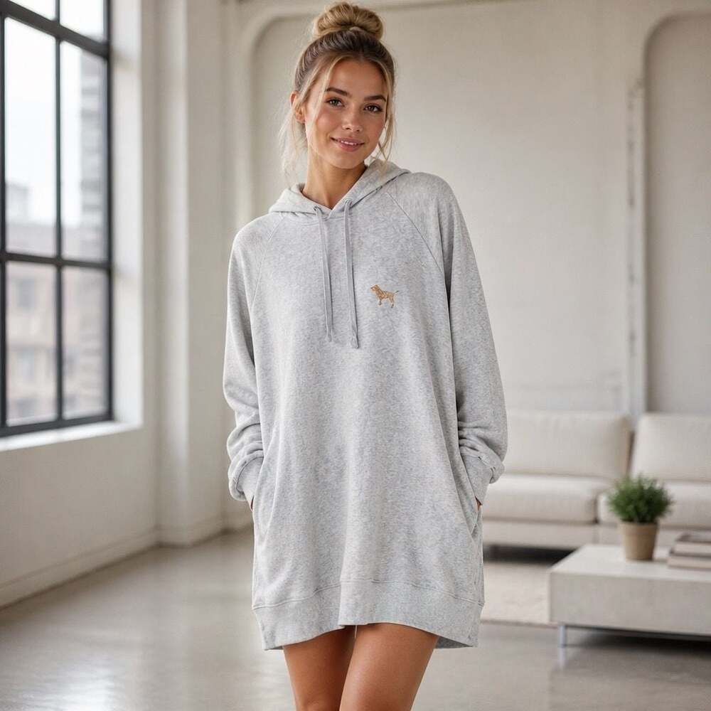 Victoria's Secret PINK Everyday Lounge Campus Pullover Hoodie Dress Gray 2XL
